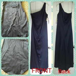 Formal full-length navy blue dress